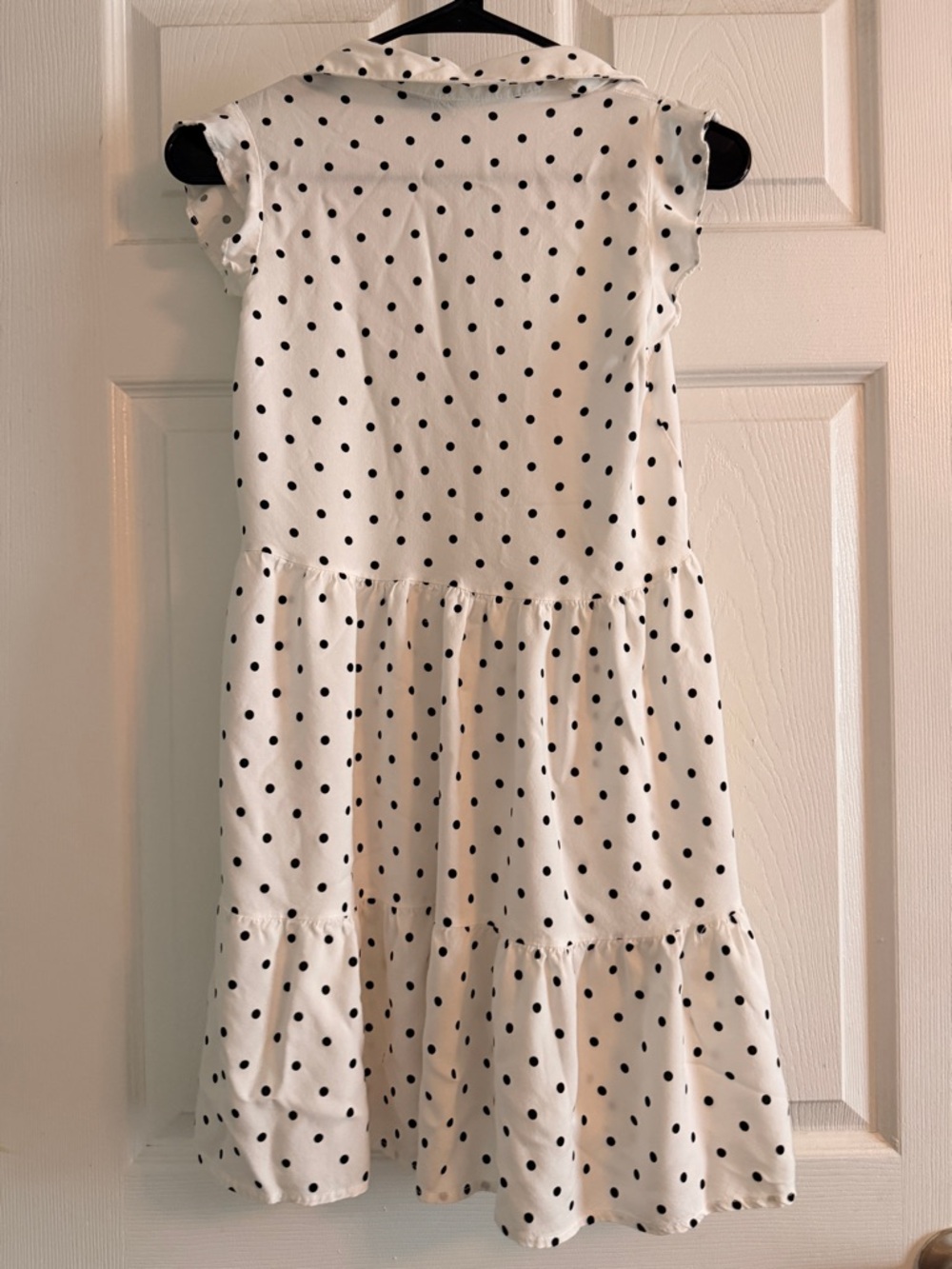Stradivarius White Dress with Black and Gray Polka Dots - Picture 3 of 8